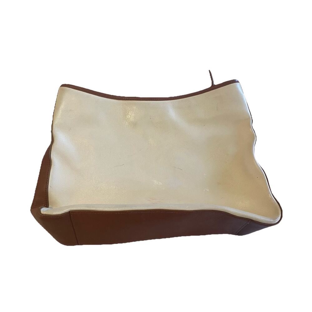 Vintage Lauren Ralph Lauren 1967 Bag Purse cream Ivory brown Leather w/o straps